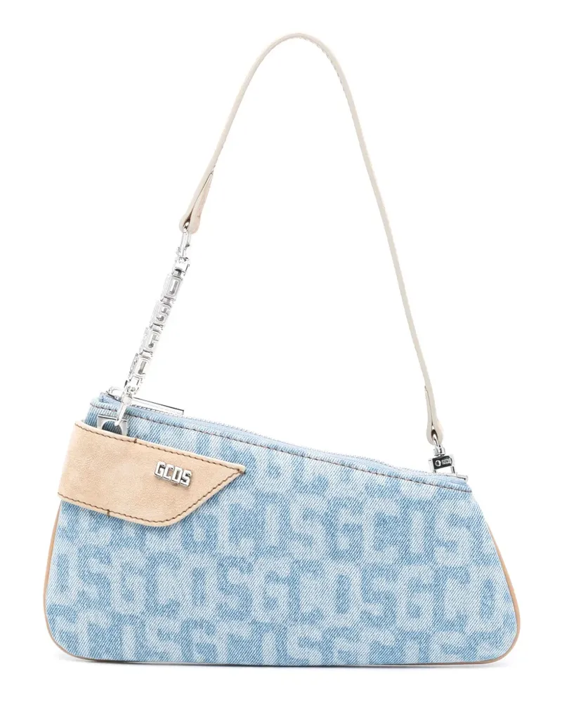 GCDS Denim-Schultertasche mit Logo - Blau Blau