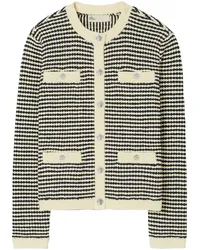 Tory Burch Gestreifter Kendra Cardigan Weiß