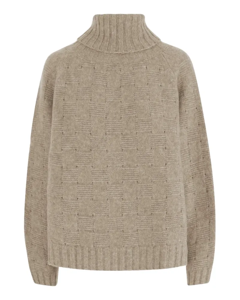 ALLUDE Geometrisch gemusterter Rollkragenpullover - Nude Nude
