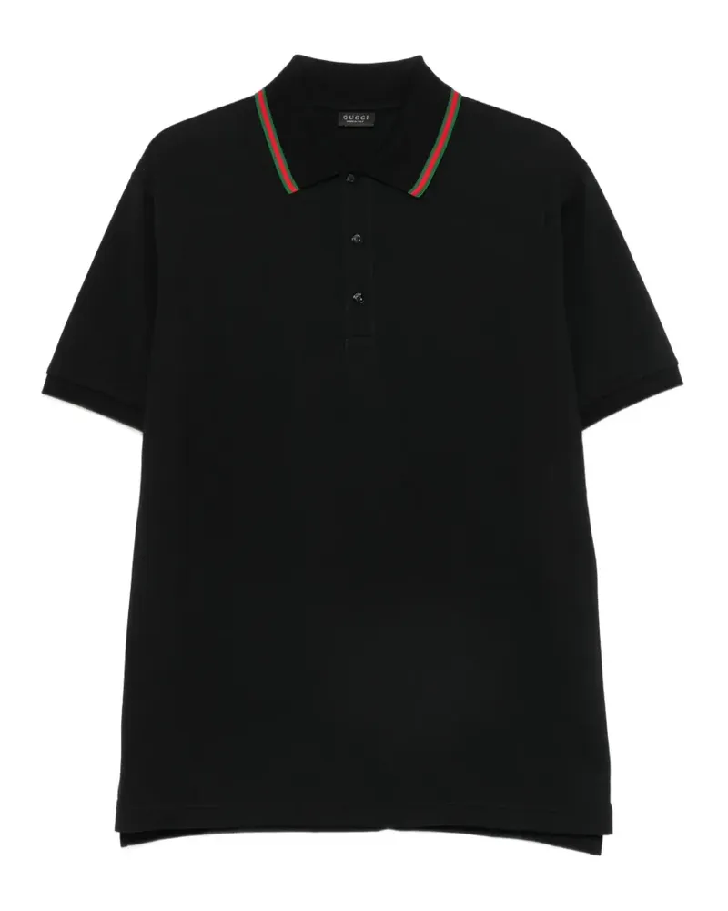 Gucci Piqué-Poloshirt mit Webstreifen - Schwarz Schwarz