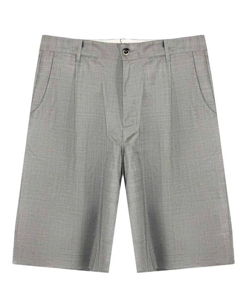 nine:inthe:morning pleated logo-patch tailored shorts - Grau Grau