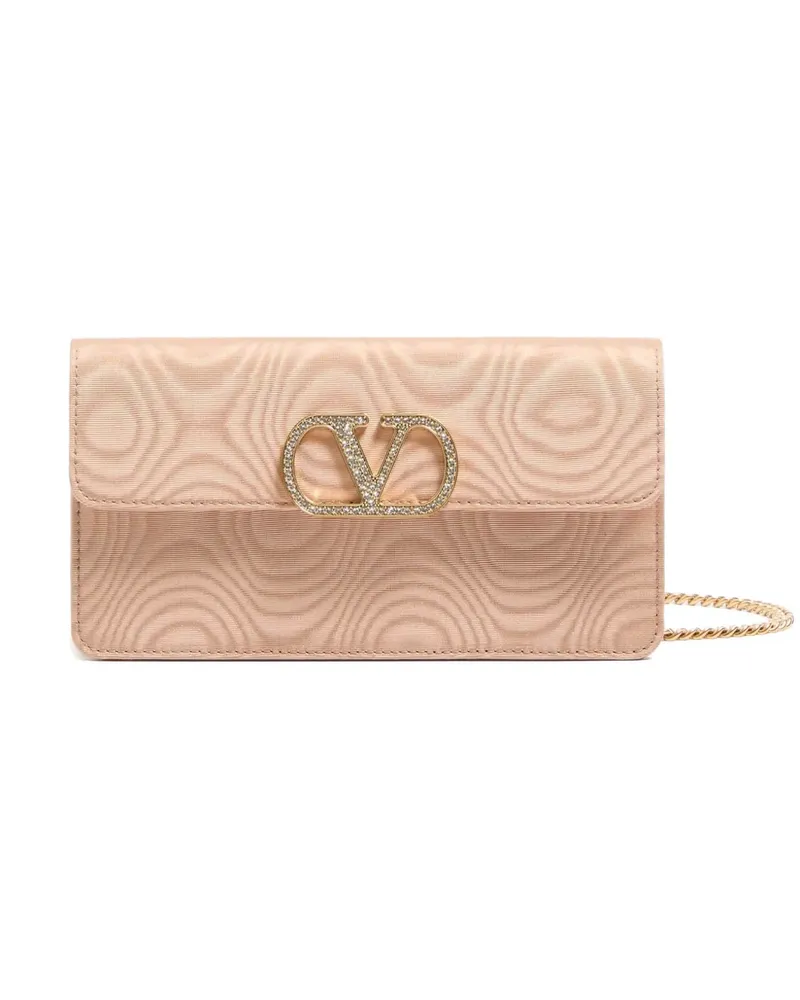 Valentino Garavani VLogo Signature Portemonnaie aus Moiré-Stoff mit Juwel-Logo - Rosa Rosa