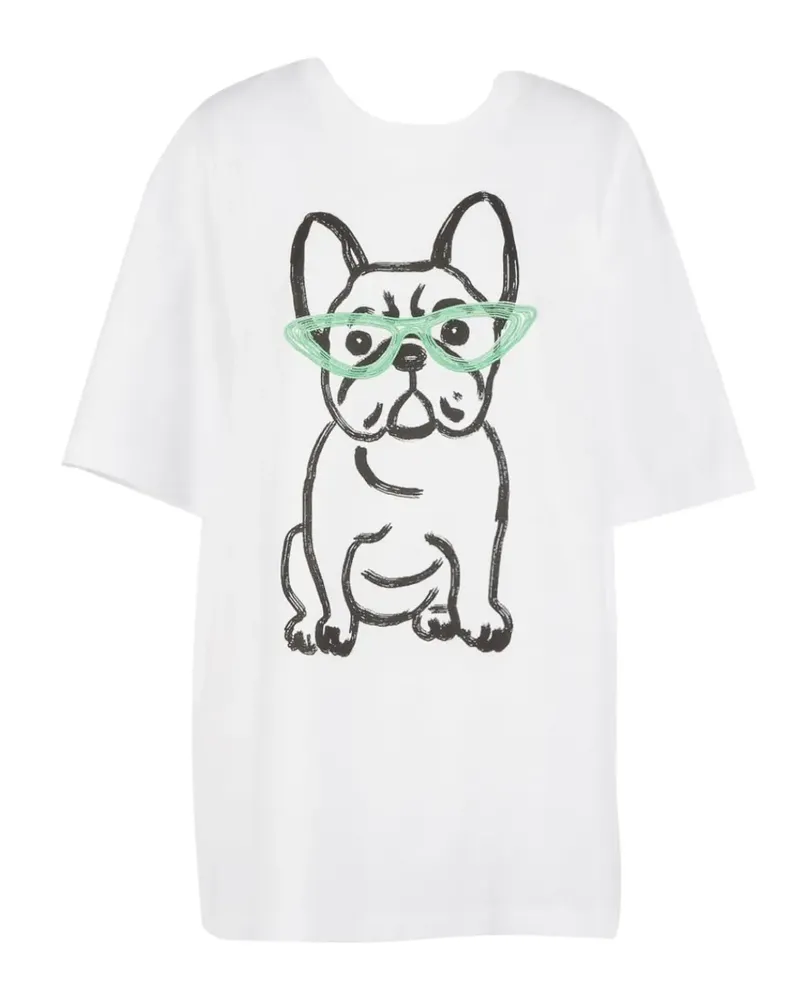 Twin-Set T-Shirt mit Bulldog-Print - Weiß Weiß