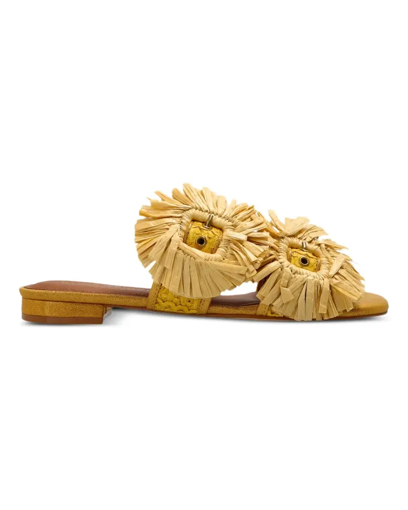 Kurt Geiger Raffia Buckle flat sandals - Gelb Gelb