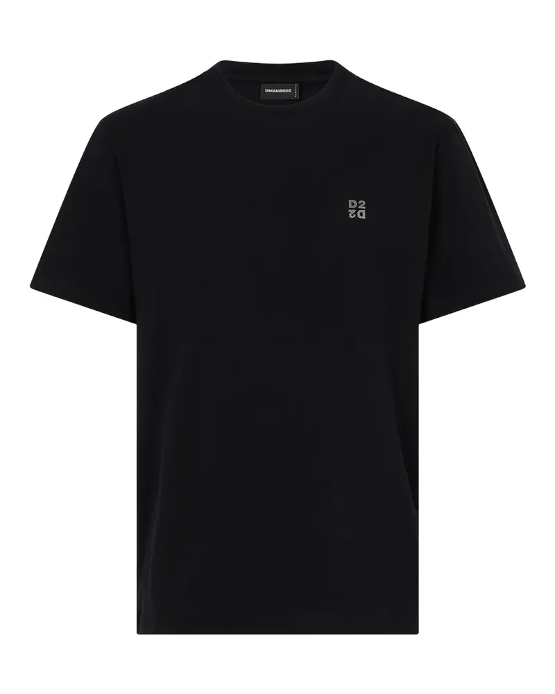 Dsquared2 Upside Down T-Shirt mit D2 aus Metall - Schwarz Schwarz
