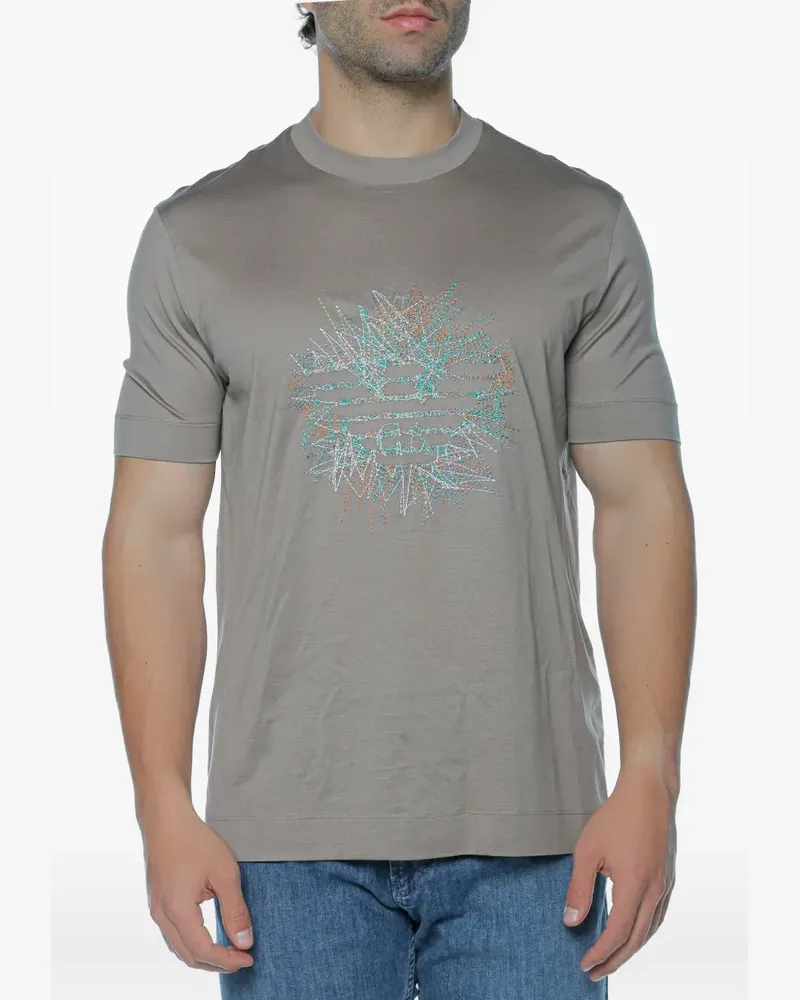 Emporio Armani logo-embroidered T-shirt - Nude Nude