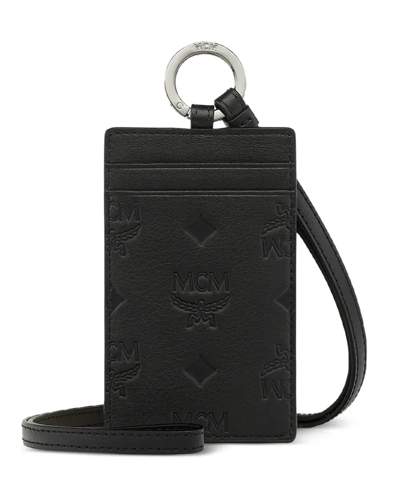 MCM Kartenetui mit Trageriemen und Monogramm-Prägung - Schwarz Schwarz