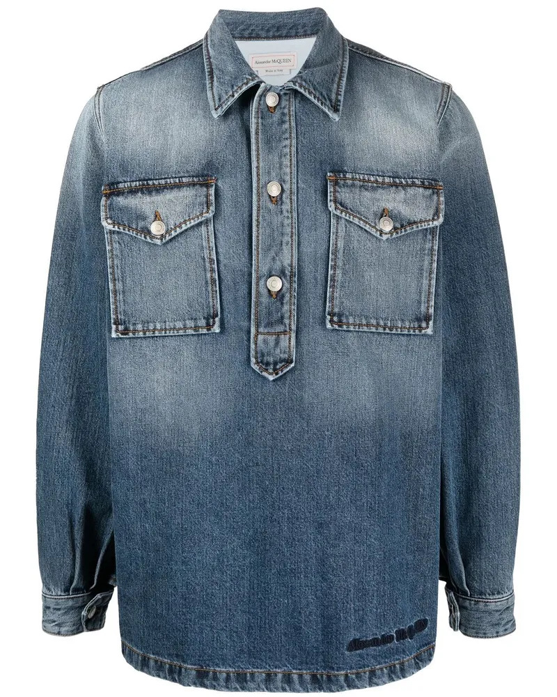 Alexander McQueen Jeanshemd mit Logo-Stickerei - Blau Blau