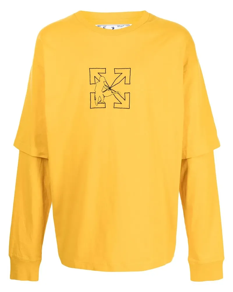 OFF-WHITE Langarmshirt im Layering-Look - 1810 YELLOW BLACK 1810