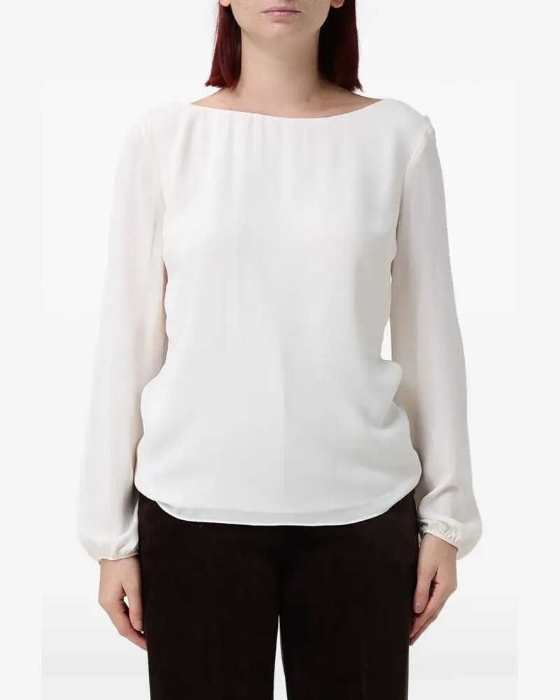 Hanita Langärmelige Bluse mit Wasserfallausschnitt - Weiß Weiß