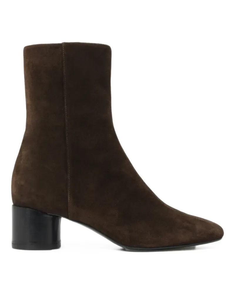BIMBA Y LOLA Dunkelbraune Stiefeletten aus Wildleder mit Absatz Braun