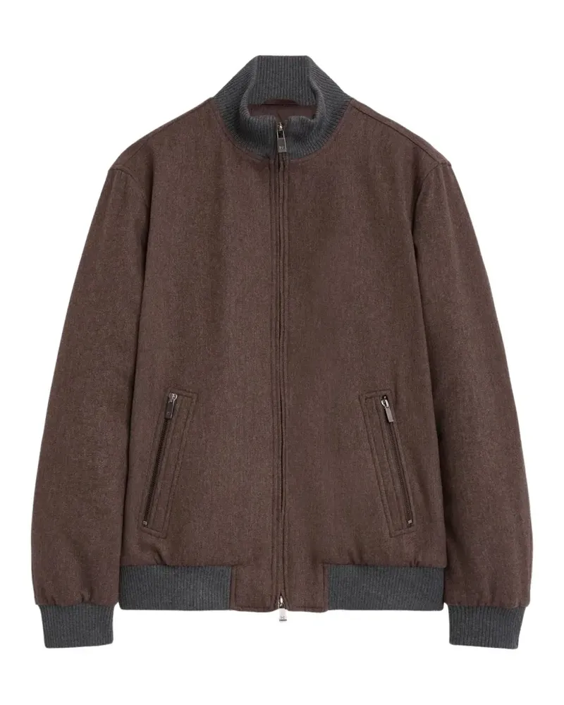 Pal Zileri zip-up wool bomber jacket - Braun Braun