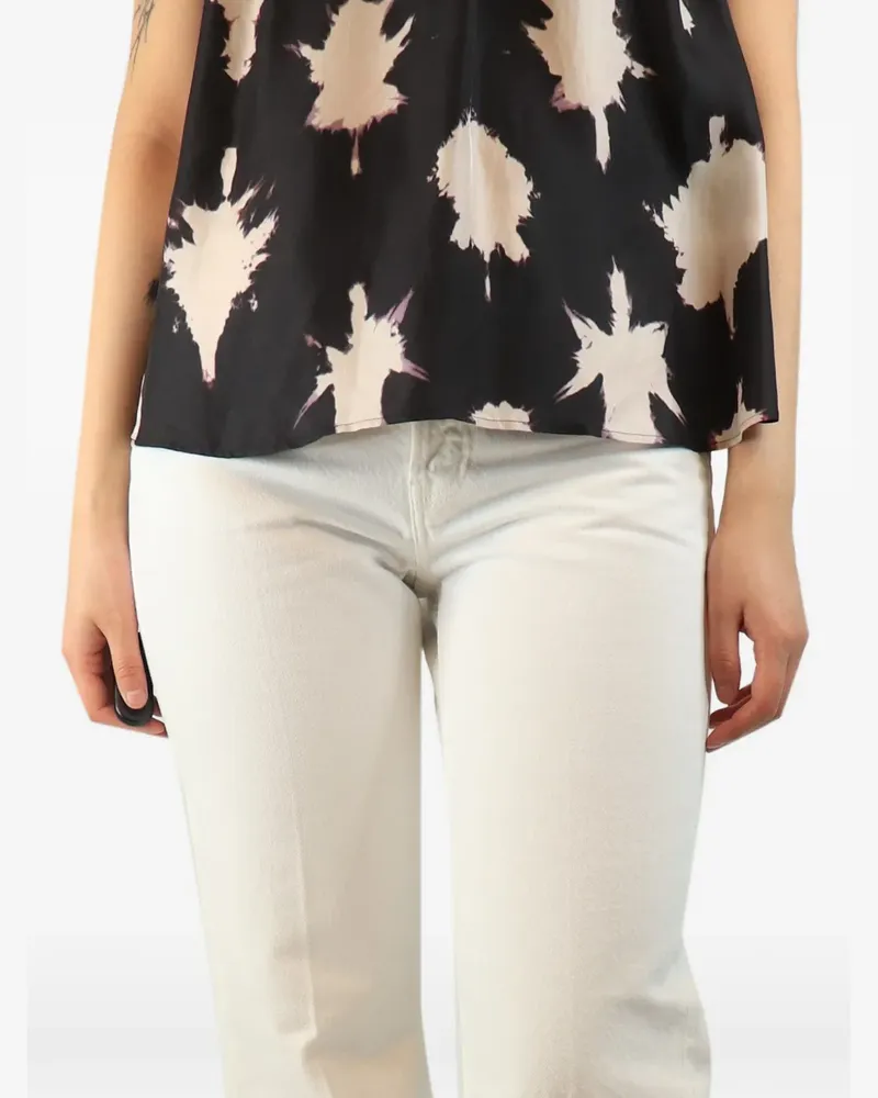 Ulla Johnson ruffle-sleeve printed top - Schwarz Schwarz