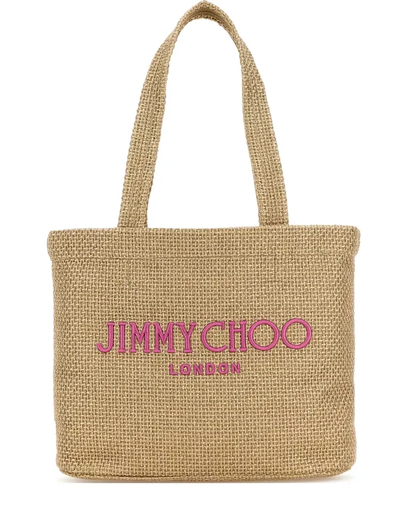 Jimmy Choo Schultertasche mit Logo-Stickerei - Nude Nude