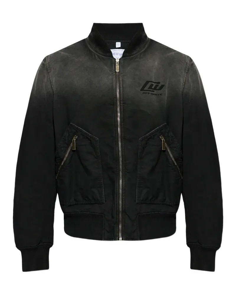 OFF-WHITE zip-up faded bomber jacket - Schwarz Schwarz