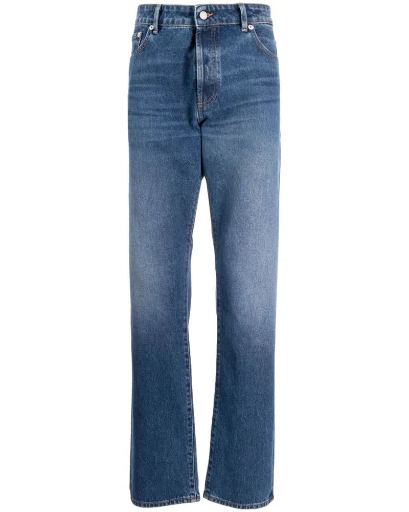 Officine Generale Halbhohe James Straight-Leg-Jeans Blau