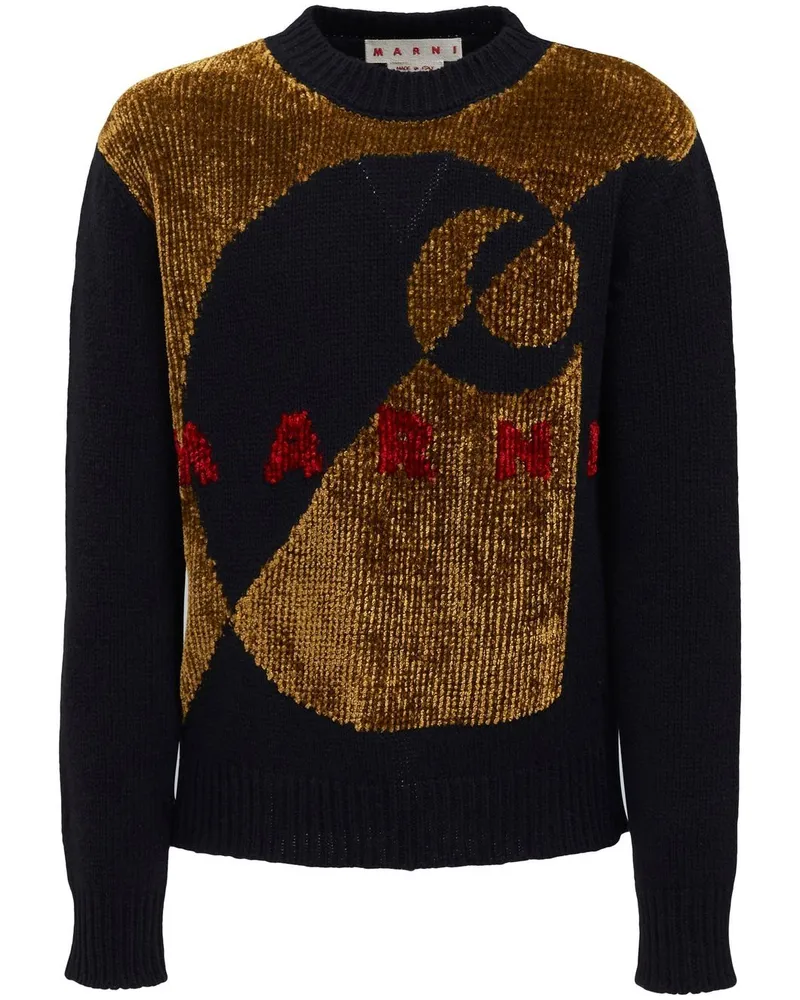 Marni Pullover in Samtoptik - Schwarz Schwarz