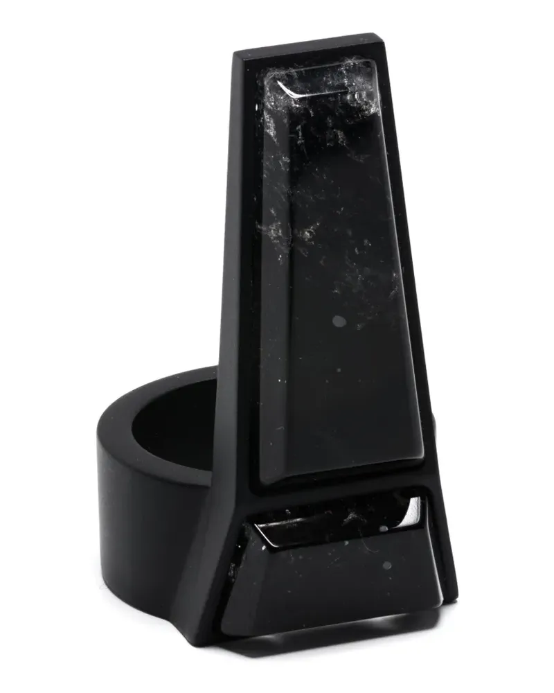 Rick Owens Geometrischer Ring mit Kristallen - Schwarz Schwarz