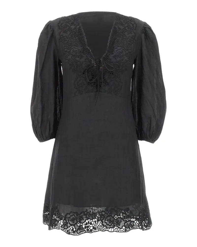HUGO BOSS Driketta embroidered balloon-sleeve dress - Schwarz Schwarz