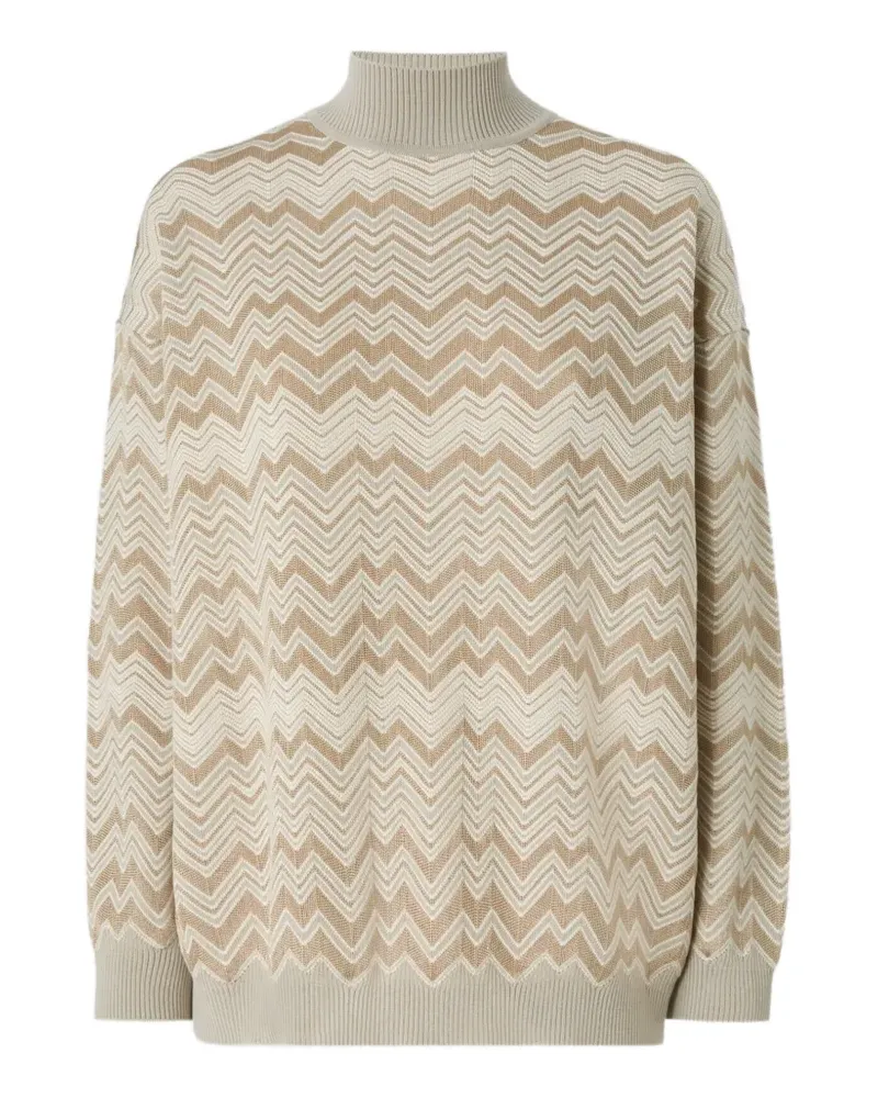 Missoni zigzag-knit high-neck sweater - Nude Nude