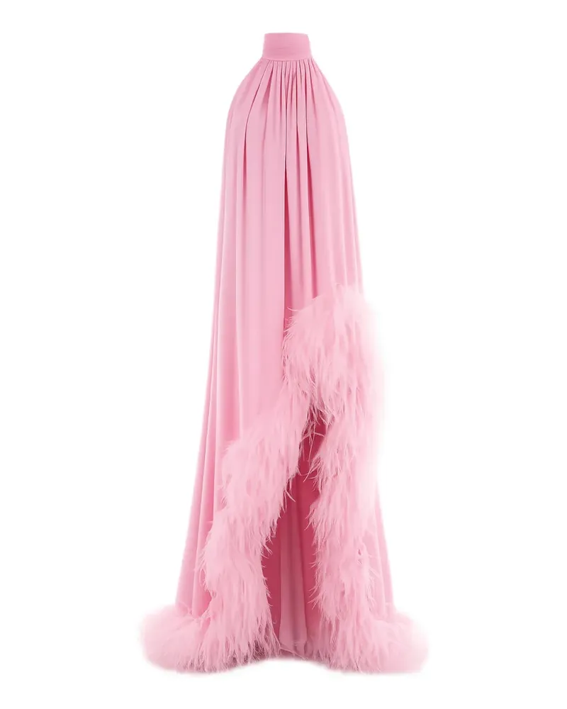 BRONX AND BANCO Madeline Neckholder-Maxikleid mit Federbesatz - Rosa Rosa