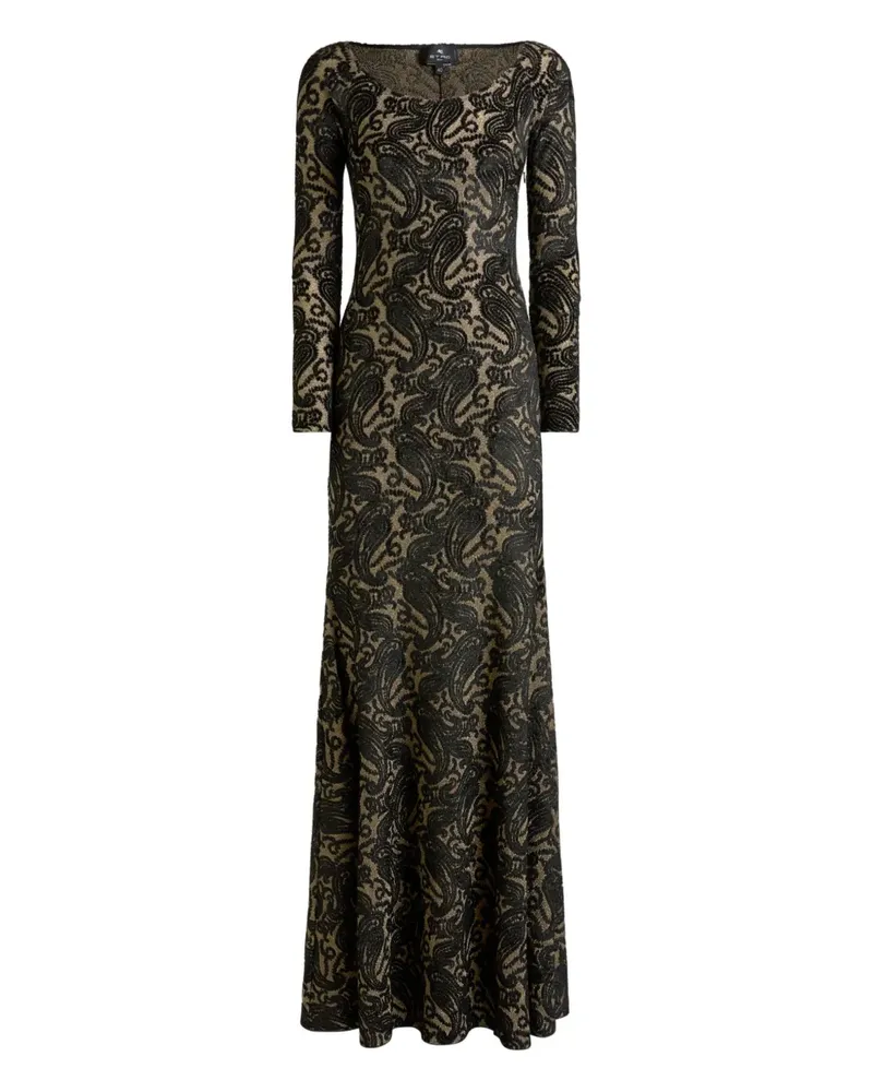 Etro jacquard paisley motif maxi dress - Schwarz Schwarz