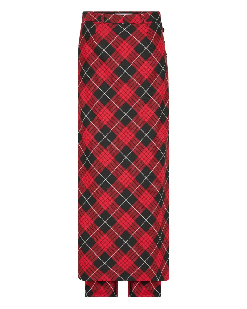 Jean Paul Gaultier Hose im Layering-Look mit Schottenkaro - Rot Rot