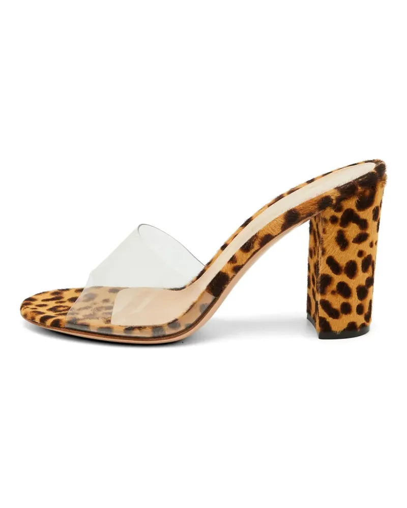 Gianvito Rossi leopard-print block-heel sandals - Nude Nude