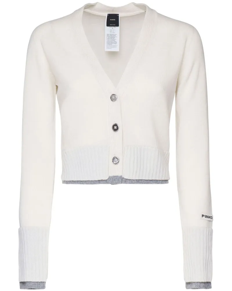 Pinko Cardigan mit Logo-Patch - Weiß Weiß