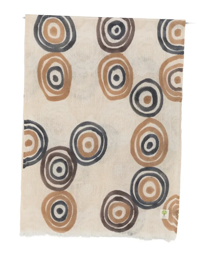 Baobab Collection circle-print frayed scarf - Nude Nude