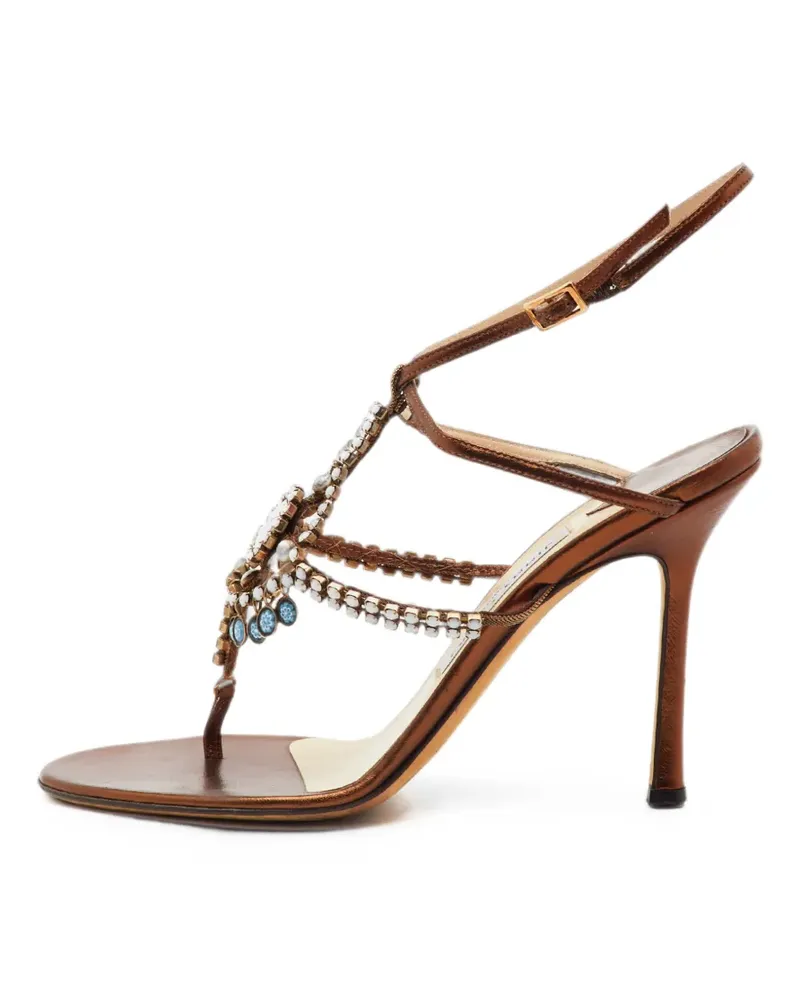 Axel Arigato Kiera T-Riemen-Sandalen mit Kristallen - Braun Braun