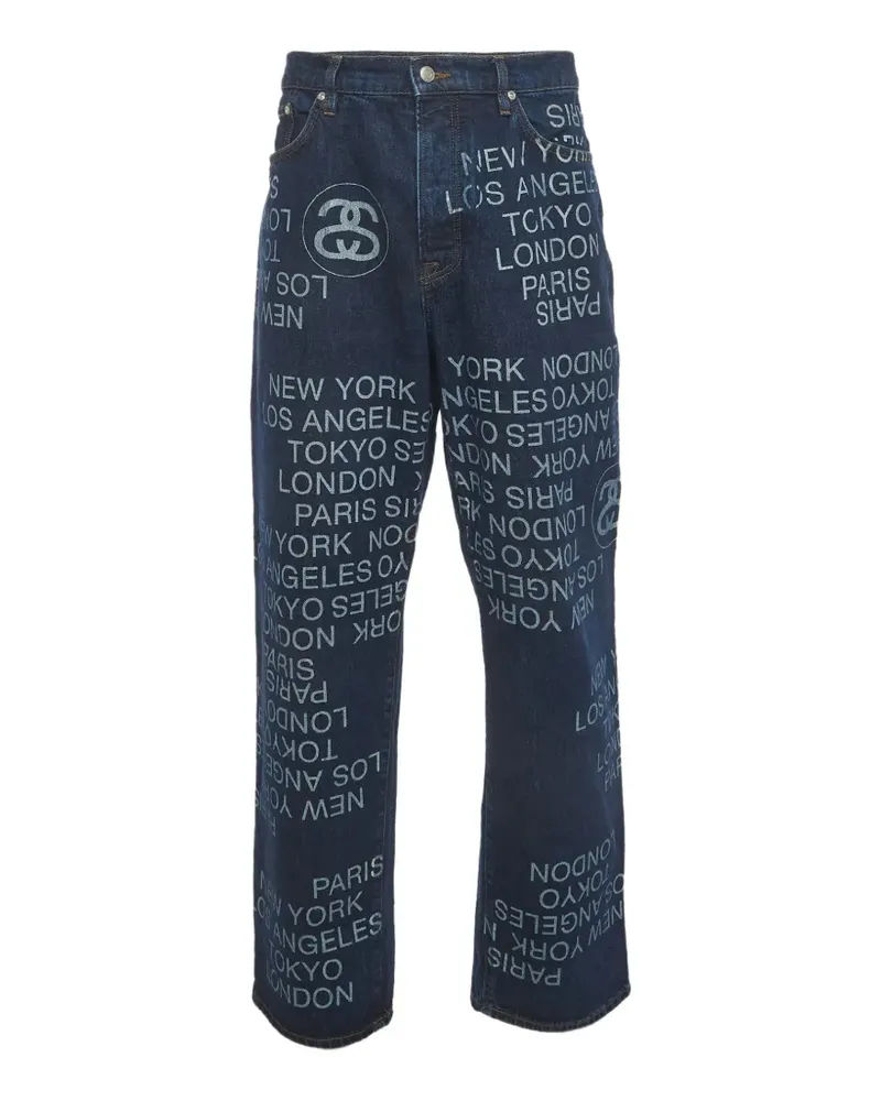 Stüssy Big Ol' City Link print baggy jeans - Blau Blau