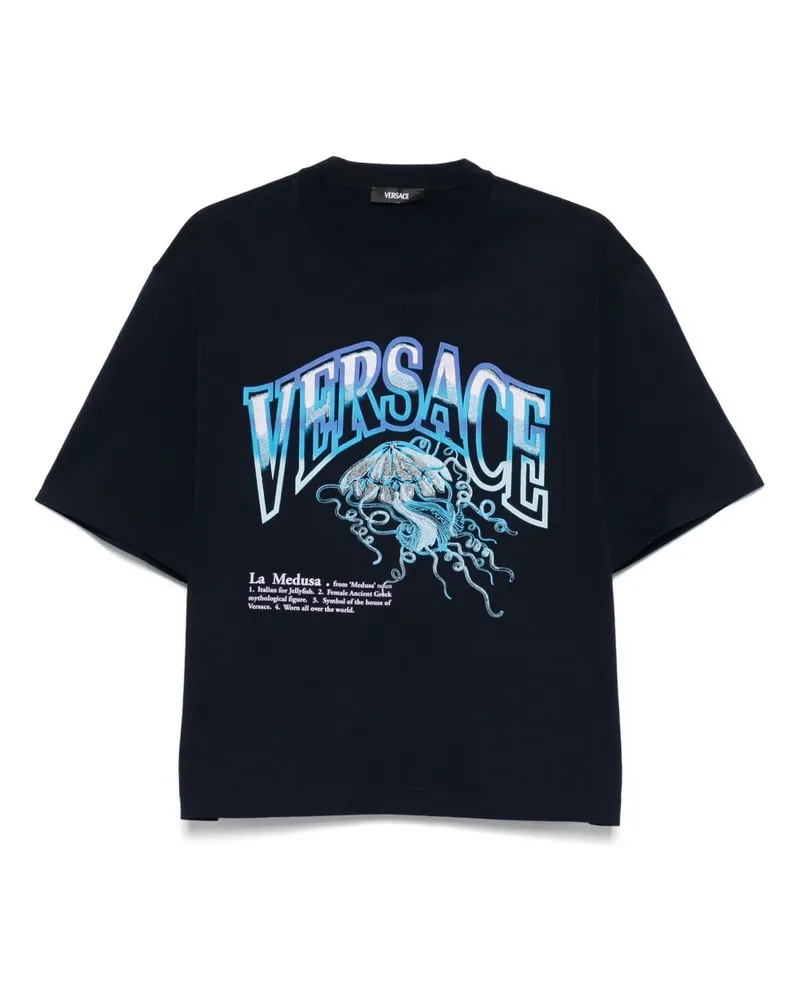 Versace T-Shirt mit Logo-Print - Blau Blau