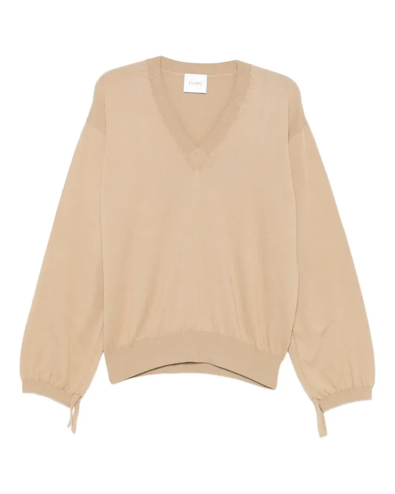 NUDE tie-cuff V-neck sweater Nude