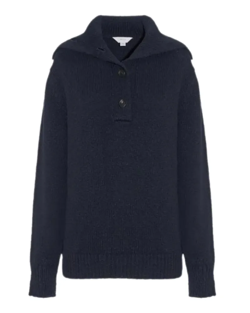 Malo Pullover mit Spreizkragen und Knopfleiste - Blau Blau