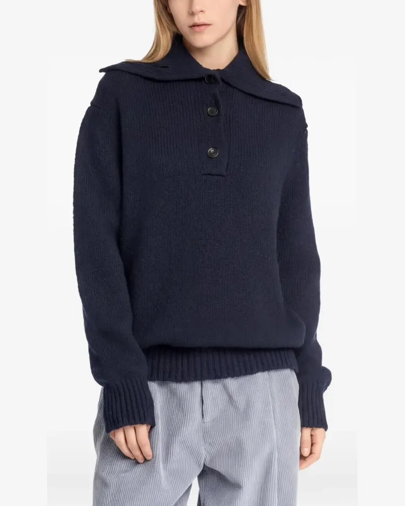 Malo button-placket spread-collar sweater - Blau Blau