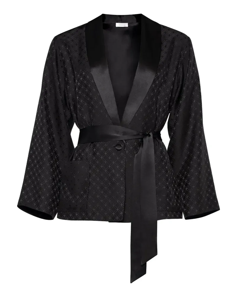 Eres Velours Lounge-Cardigan mit geometrischem Muster - Schwarz Schwarz
