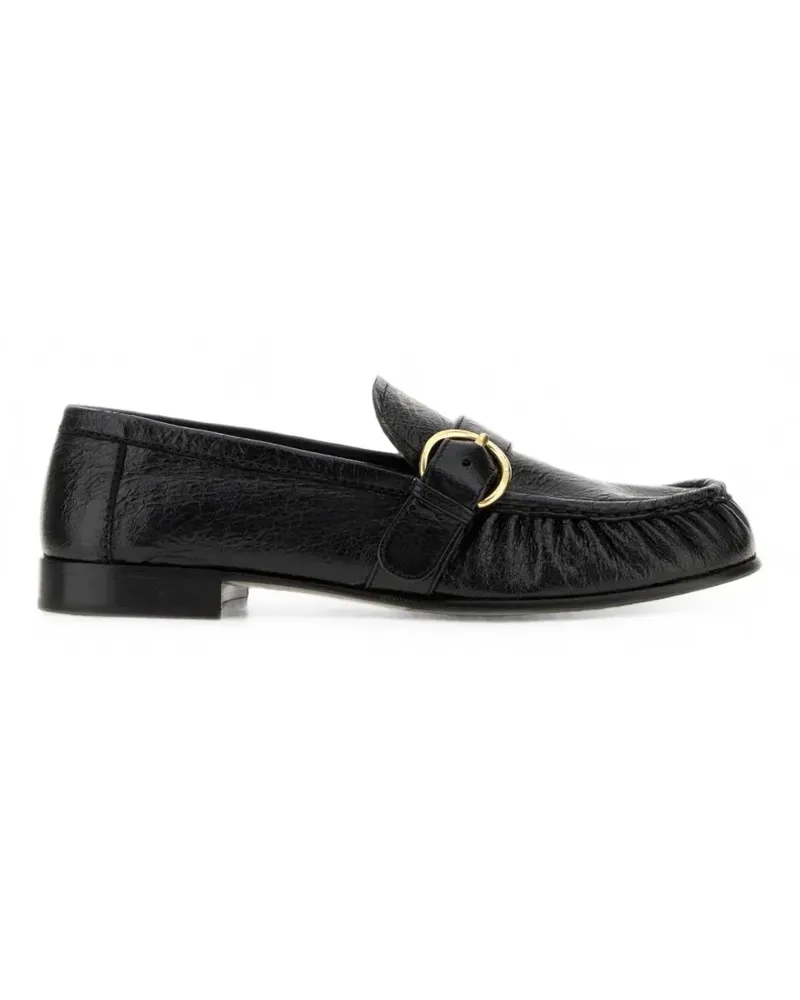 Miu Miu buckle-fastening crinkled leather loafers - Schwarz Schwarz