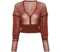 Fein gestrickter LS V Pullover - Braun