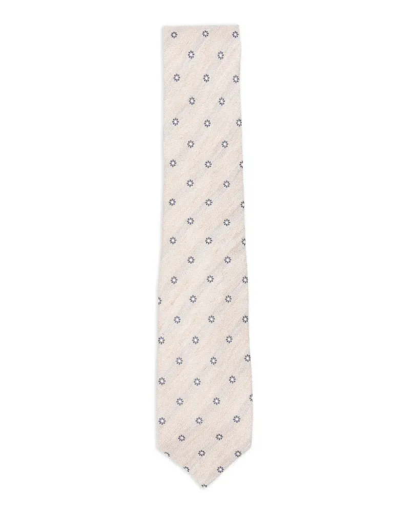 BARBA floral-pattern tie - Nude Nude