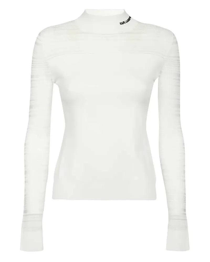 Karl Lagerfeld Top mit Logo-Stickerei - Weiß Weiß