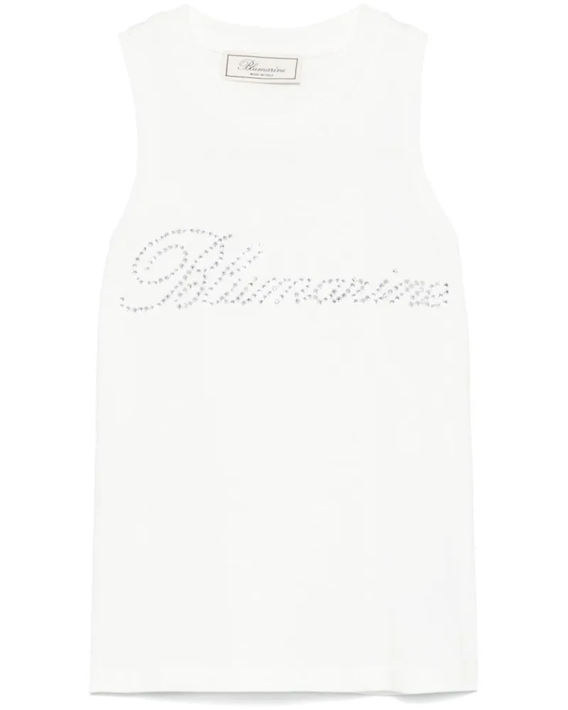 Blumarine Tanktop mit Strass-Logo - Weiß Weiß