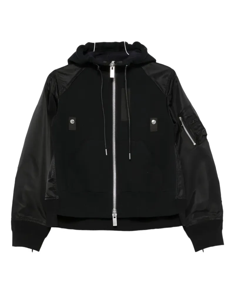Sacai panelled zip-up hoodie - Blau Blau