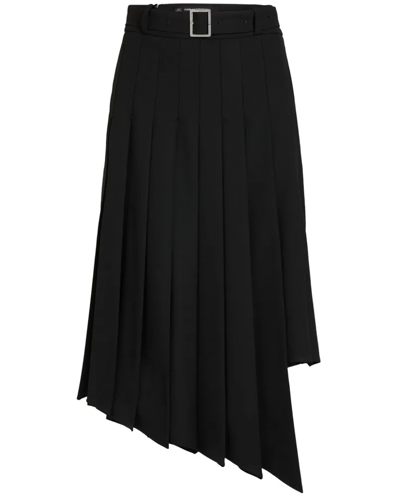 Karl Lagerfeld Asymmetrischer Faltenrock - Schwarz Schwarz