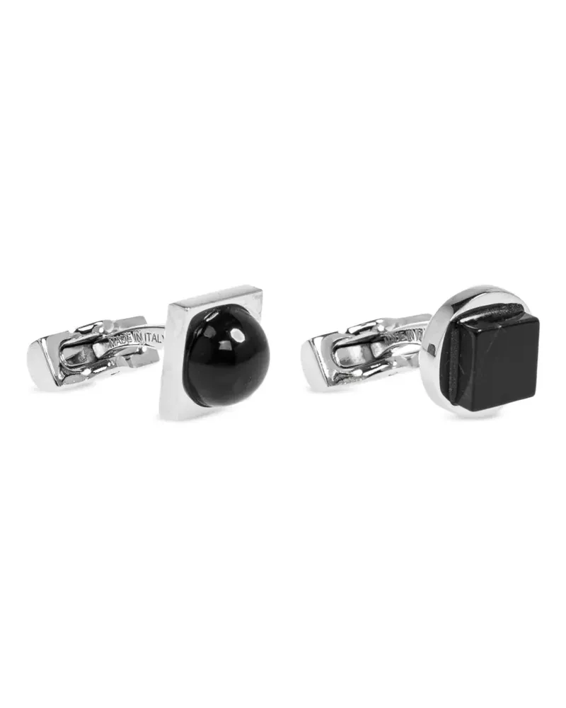 Ferragamo stone-embellished mismatched cufflinks - Silber Silber