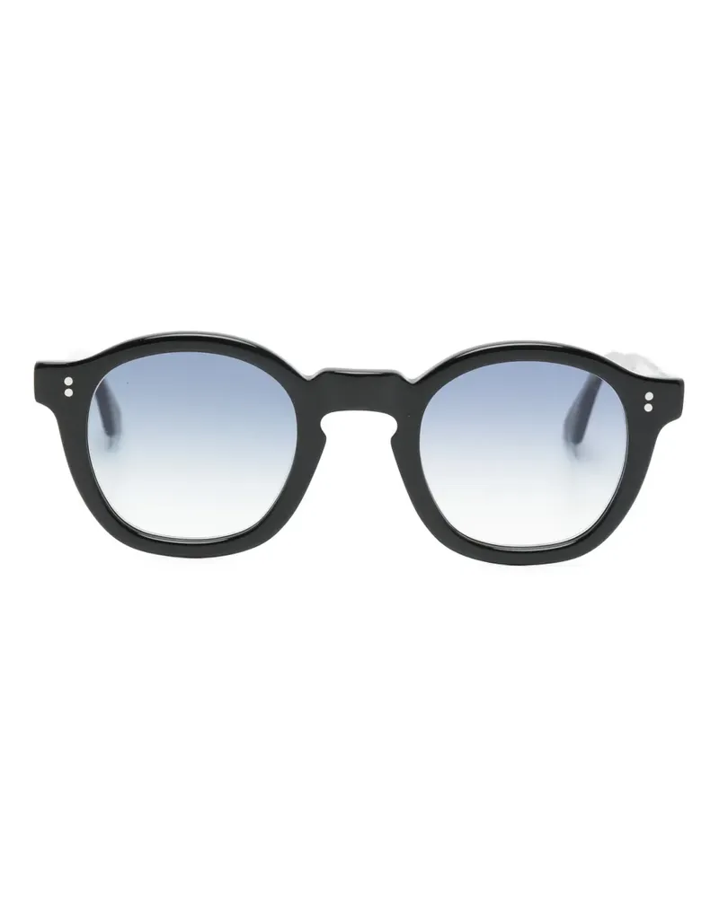 Lesca Mose Sonnenbrille mit rundem Gestell - Schwarz Schwarz