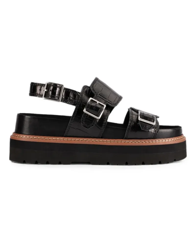 Clarks Orianna Glide Plateau-Sandalen mit Kroko-Effekt - Schwarz Schwarz