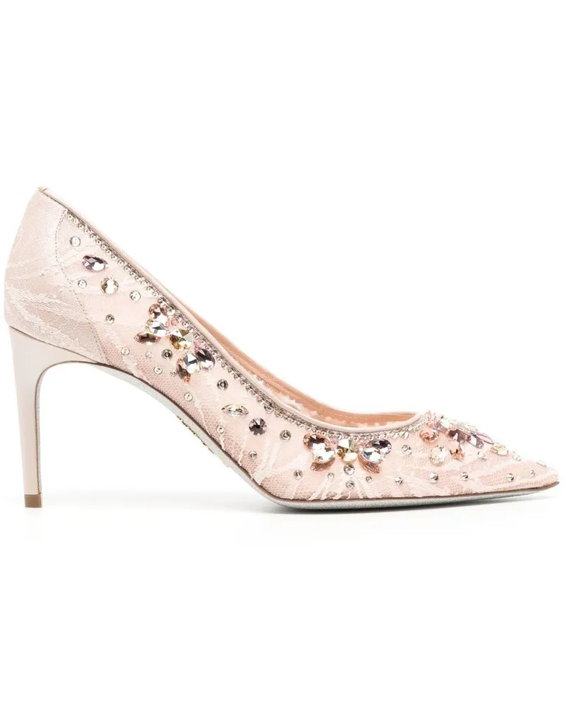 René Caovilla Pumps mit Kristallen Rosa