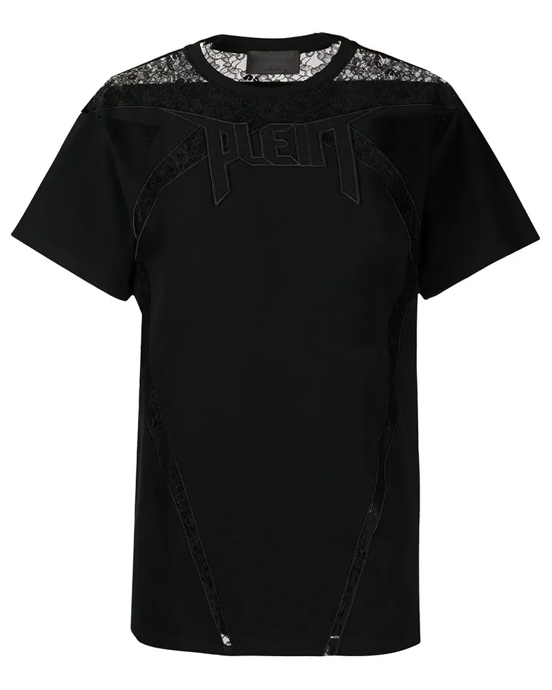 Philipp Plein T-Shirt mit Spitzeneinsätzen - Schwarz Schwarz