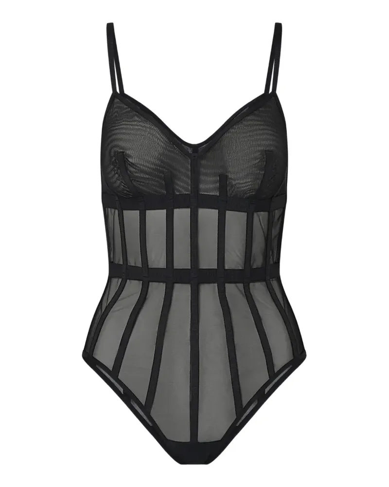 Liu Jo tulle structured bodysuit - Schwarz Schwarz